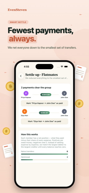 Smart settle-up with the fewest payments